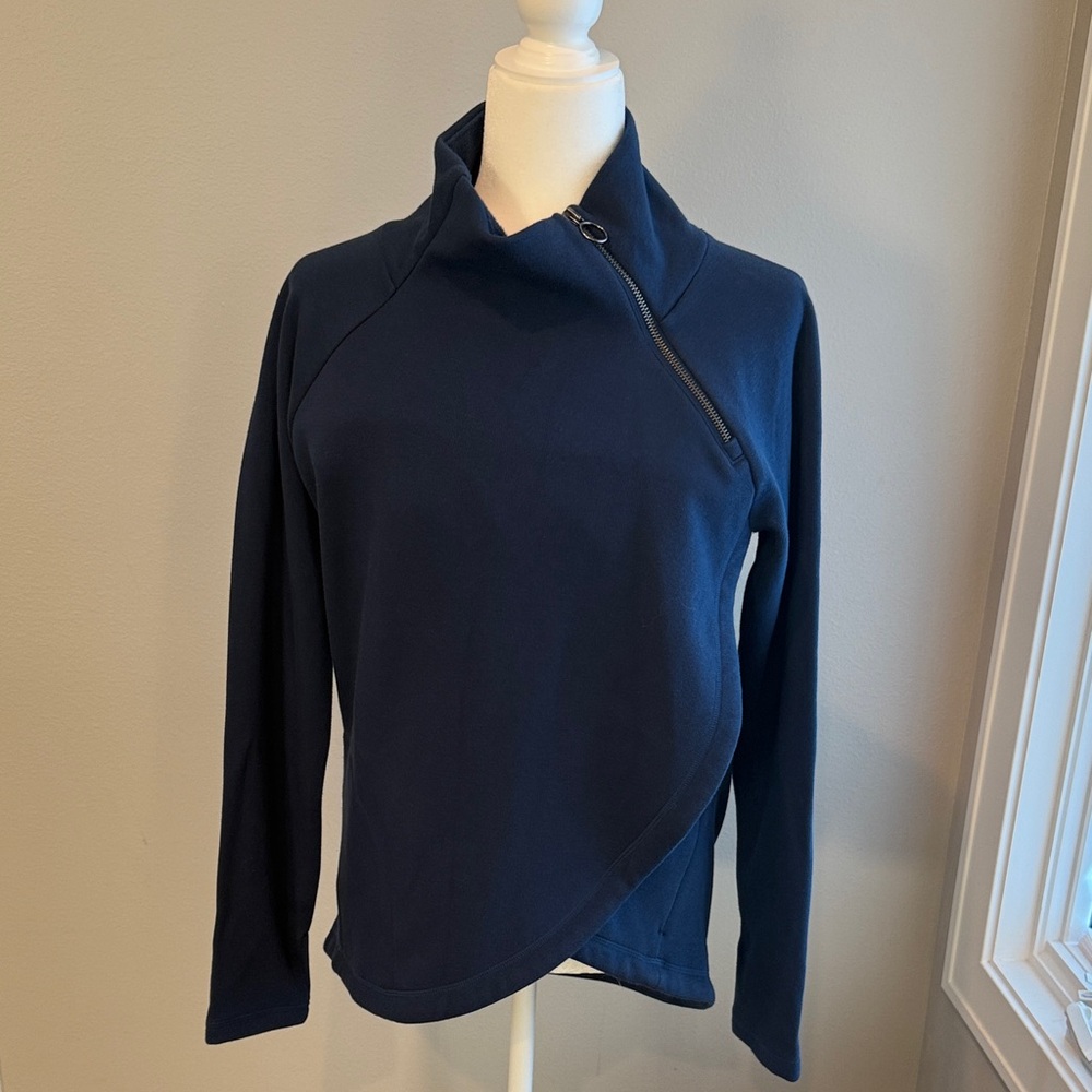 Navy Asymmetrical Zip Jacket